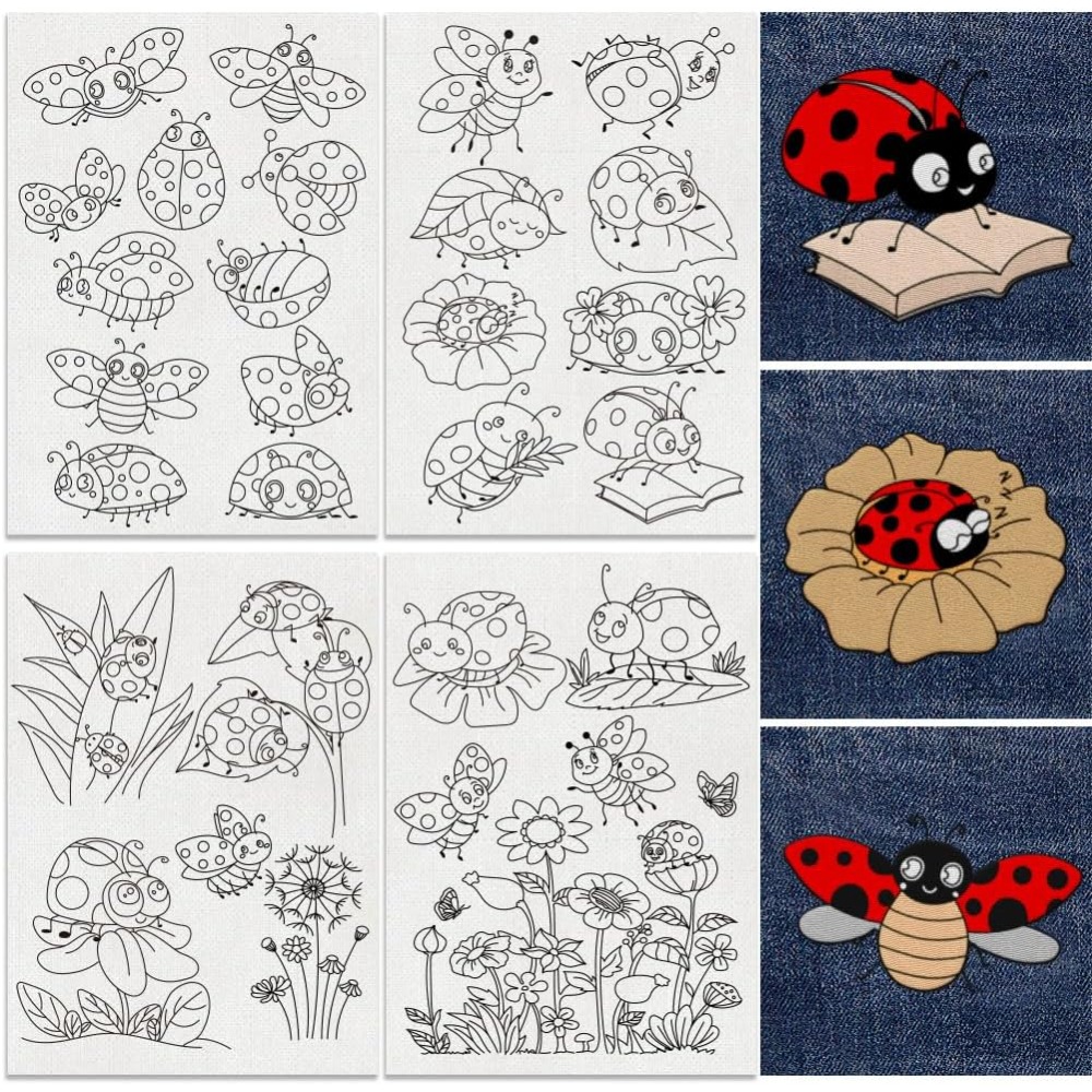 4 Sheets 11.6x8.2 Inch Stick a - đánh giá và giá Embroidery Lady Bug