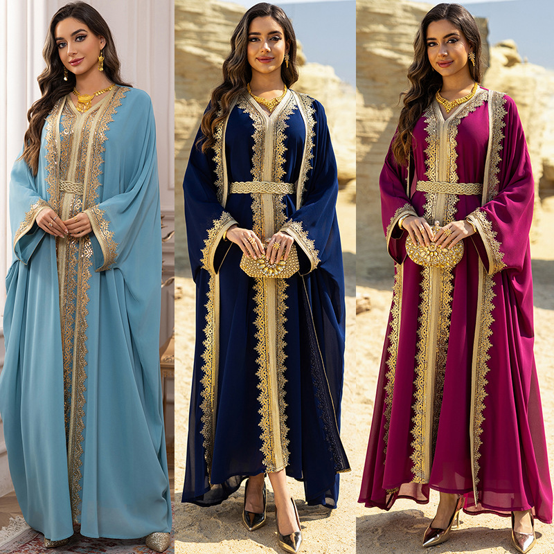 2PCS Muslim Women Dress Dubai  - đánh giá và giá Embroidery Kebaya