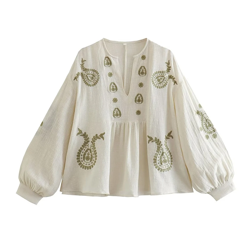Womens New Loose Cotton Embroi - đánh giá và giá Embroidery Cotton Shirt