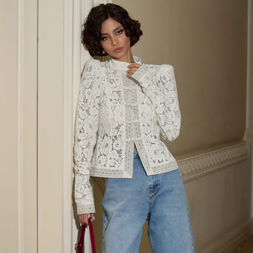 Áo sơ mi trắng tay phồng thêu  - đánh giá và giá Embroidery Online