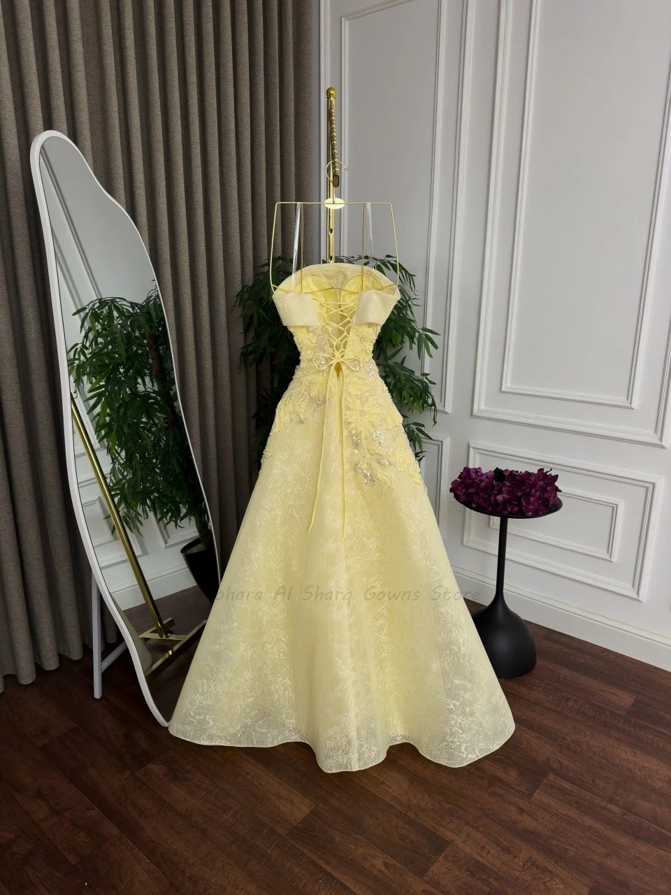 Pale Yellow A Line Evening Dre - đánh giá và giá Embroidery Yellow Dress